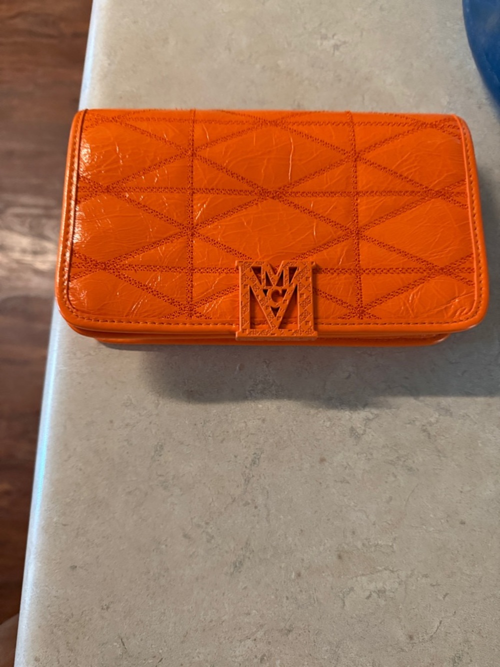 Mcm patent leather quilted clutch crossbody